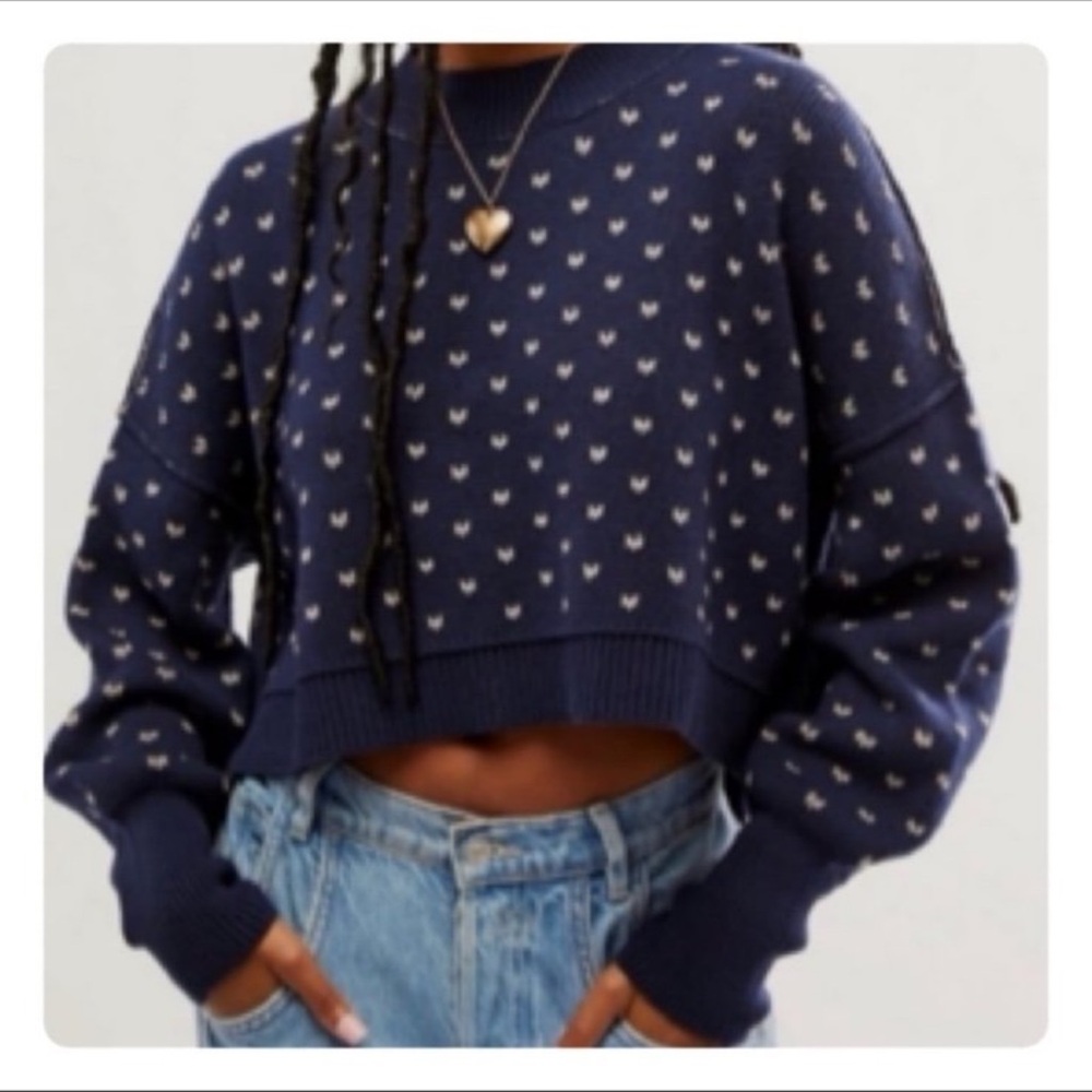 Free People EASY STREET PATTERNED CROP SWEATER - Picture 6 of 13
